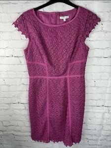 Fenn Wright Manson Pink Crochet Overlay Occasion Dress Women's Size 14 - Picture 1 of 10