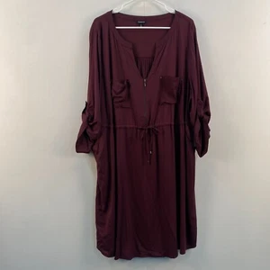 Torrid Womens 3X Dress Purple 3/4 Roll Tab Sleeve Pullover Drawstring Waist - Picture 1 of 10