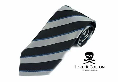 Corbata Lord R Colton Studio - Corbata tejida a rayas negra gris azul - $95 venta al por menor nueva Foto 1 de 3