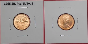 Brilliant Uncirculated 1965 Canada Small Beads & Pointed 5 1 Cent Maybe Toned - Picture 1 of 2