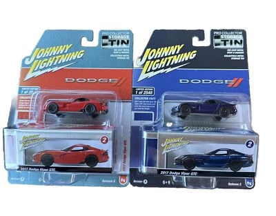 2023 JOHNNY LIGHTNING 2017 DODGE VIPER GTC STORAGE TIN Version A &B Set Of 2 - Image 1 of 2