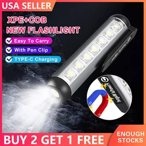 Mini LED Magnetic Rechargeable Penlight COB Flashlights Work Light Pocket Light - Picture 1 of 12