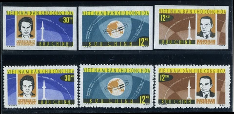 NORTH VIETNAM 1964 Space: Flight of Vostok  2 Sets: Perf & Imperf 291-293 MNH Cover