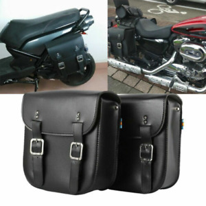 2x Motorcycle Luggage Bags Saddlebag w/ Strap For Harley Dyna Fat Bob Street Bob