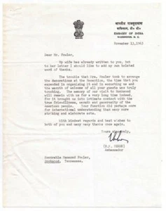 BK NEHRU INDIEN USA BOTSCHAFTER WASHINGTON BRIEFE JFK NEHRU BUCH & 1962 ZEITUNG - Bild 1 von 12