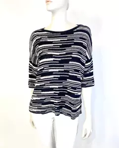$198 Eileen Fisher Mujer XS Negro Lino Algodón Tejido Recorte-Back Top NUEVO - Imagen 1 de 5