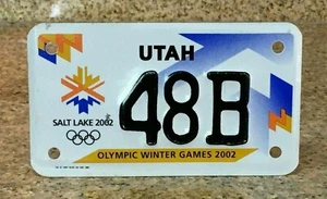 Utah 2002 Salt Lake City Olympische Winterspiele Motorrad Nummernschild Anhänger # 48B - Bild 1 von 6