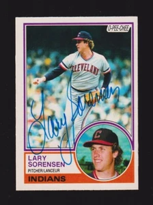 1983 O PEE CHEE #48 Lary Sorensen CLEVELAND INDIANS SIGNED AUTOGRAPH AUTO COA - Picture 1 of 1