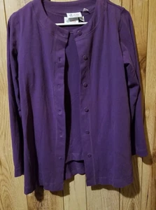 D & CO 2 STÜCK DAMEN GRÖSSE XS TANK & LANGARM STRICKJACKE LILA STRETCH NEU OHNE ETIKETT - Bild 1 von 5