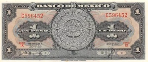 Mexico 1 Peso 20.5.1959 Series IX Prefix C Circulated Banknote N #18 - Picture 1 of 2