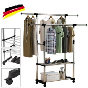 Kleiderständer Schwerlast Garderobenständer auf rollen Verstellbar Kleiderstange - Bild 1 von 14