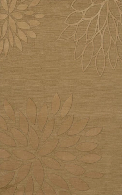 Yellow Transitional Hand Hooked Leaves Petals Outline Area Rug Floral DV17 - Image 1 of 2
