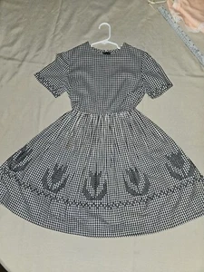  Vintage  1960's Black And White Checked Custom Sewn Dress.  - Picture 1 of 7