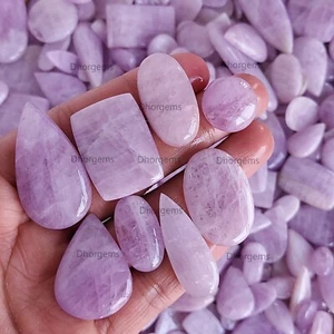 20 Pcs Natural Pink Kunzite Crystal Cabochon Silver Jewelry Making Gemstone Lot - Picture 1 of 18