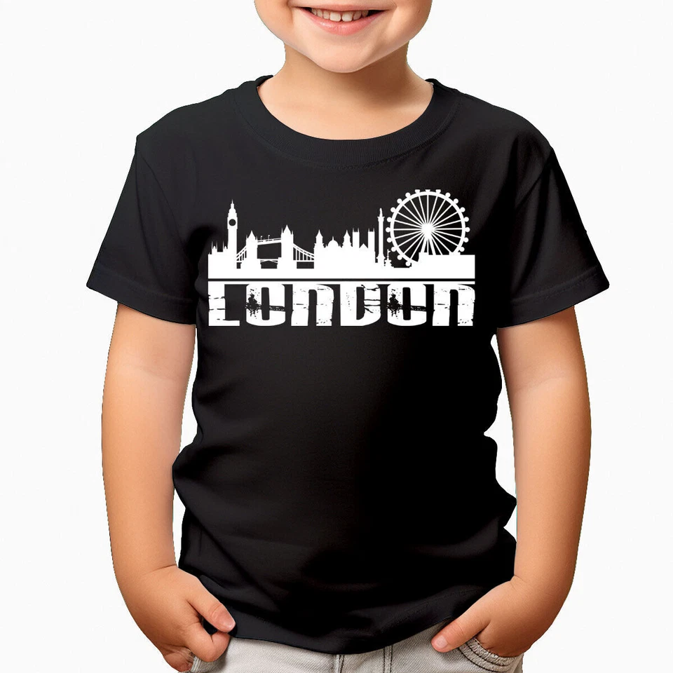 London Skyline England UK Tower Souvenir Geschenk Jungen Mädchen Kinder T-Shirts 3#TA-51