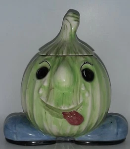 1973 Anthropomorphic Ceramic Crying Onion Container Jar With Lid Gare Inc - Picture 1 of 10