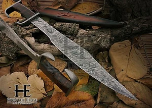 HUNTEX Handmade Damascus 560 mm Long Rosewood Handle Spartans 300 Movie Sword - Picture 1 of 11