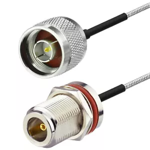 N Buchse Schott auf N Stecker Zopf halbstarr Zopf 0,086" Kabel RG405 8" 20cm - Bild 1 von 4