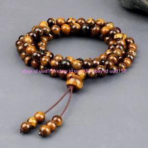 Collar redondo de piedras preciosas con cuentas de oración de piedra preciosa budista tibetano 108 - Imagen 1 de 16