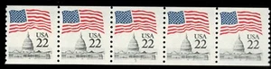US. 2115. 22c. Flag. 2115a. Narrow Block Tagging. PNC5 P#3, MNH. 1985 - Picture 1 of 2