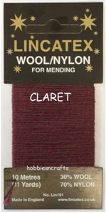 CLARET Thread for Darning & Mending Lincatex - 30% Wool 70% Nylon 10 Metres - Picture 1 of 4