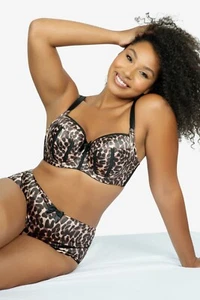 Parfait Charlotte Satin Padded Bra 6901 LEOPARD Cups C-H Bands 32-44 - Picture 1 of 3