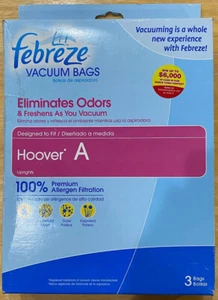 Febreze ~ Hoover A ~ 100% Premium Allergen Filtration ~ 3 Bags ~ Brand New - Picture 1 of 5