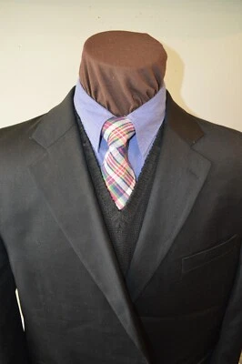 Jack Victor Hombre 2 BTN Negro Sólido 100% Lana Abrigo Deportivo Chaqueta Blazer Talla 48Lgo Foto 1 de 4