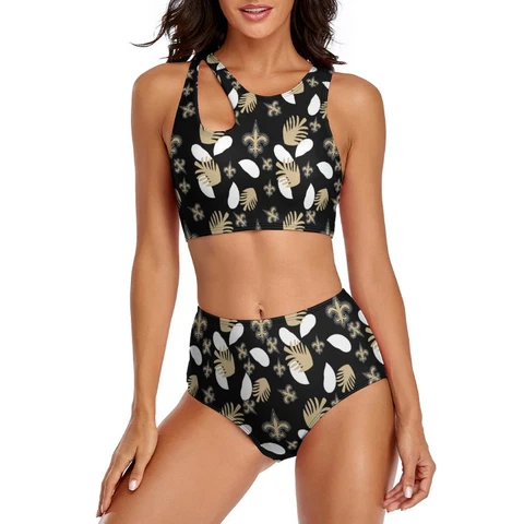 New Orleans Saints 2-piece Swimsuit Womens Print Beach Swimwear with Chest Pad Cover