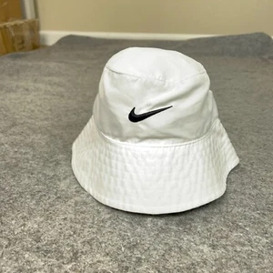 Nike Boys Hat Bucket White Black Swoosh Kids UPF Sports Beach Cap Youth Casual - Picture 1 of 9