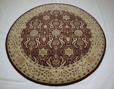 6'1" x 6'2" ft. Oushak Hand Knotted Traditional Wool Oriental Area Round Rug - Image 1 of 4
