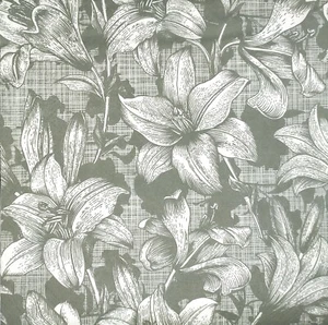 N242# 3 servilletas de papel individuales para decoupage gris blanco lirio adorno - Imagen 1 de 6