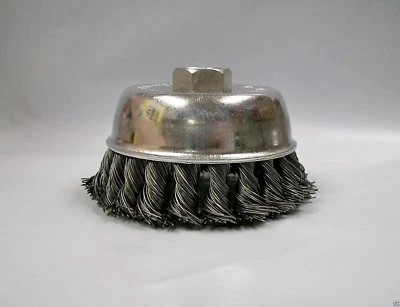 Cepillo de taza de alambre anudado de 3", grueso, rosca de 5/8"-11 Foto 1 de 3