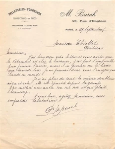 1927 PELLETERIES M.BURAH RUE D ENGHIEN A PARIS - M THIOLET A POITIERS - Picture 1 of 1