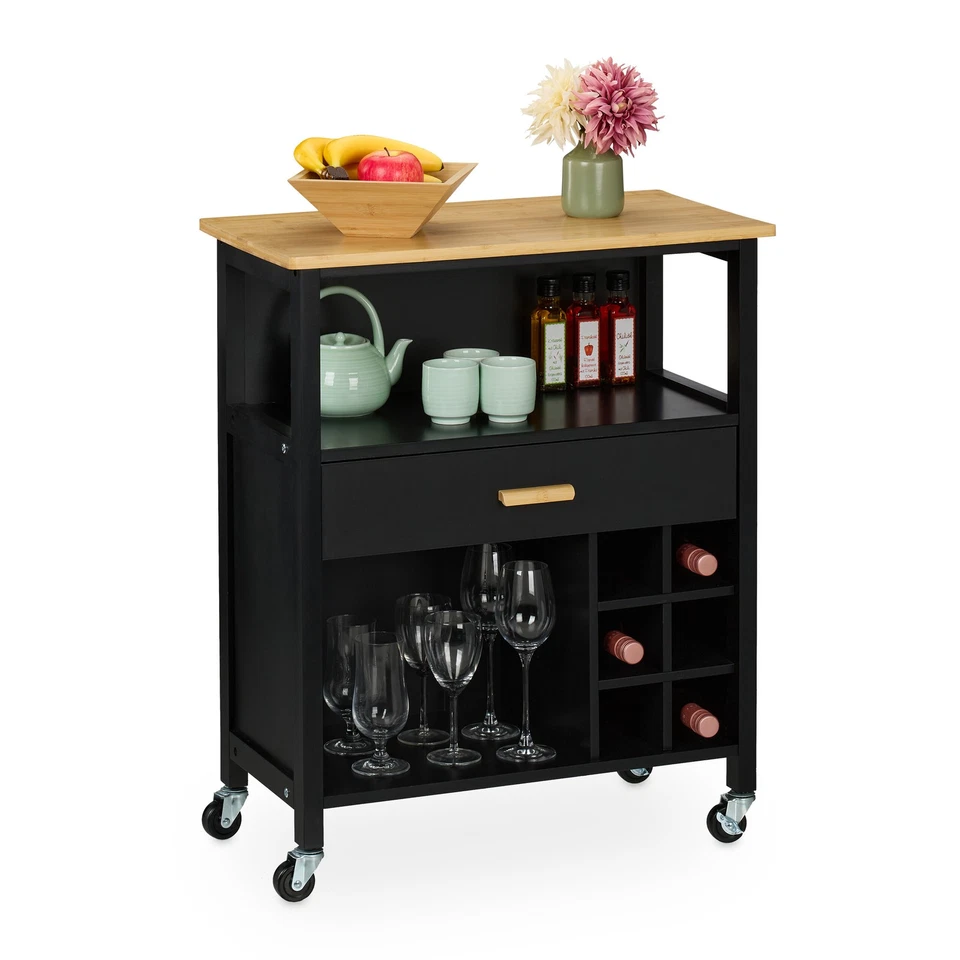 Kitchen Trolley Serving Trolley Serving Cabinet Trolley Kitchen Trolley Wine Rack - Image 1 of 1