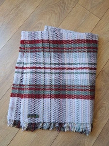 National Trust Grey Red Green Check 100% Wool Fringe Blanket/Picnic Blanket - Picture 1 of 3