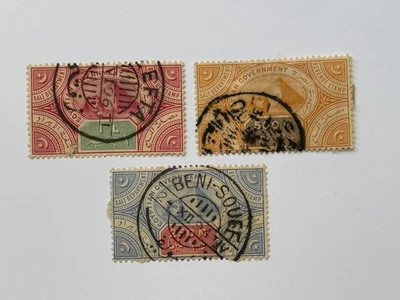 Egipto - Estampillas de impuestos sobre la sal de 1893 - Usadas - Parte posterior del libro - Envío gratuito Foto 1 de 2