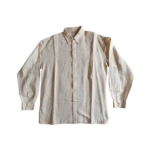 Versace Versus 1990s cremeweiß Leinen Baumwolle versteckte Knopfleiste Oversize Shirt XL - Bild 1 von 9