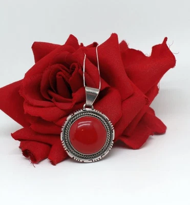 Collar Plata de Ley México Coral Rojo 20.45g 18" CAT RESCATE Foto 1 de 2