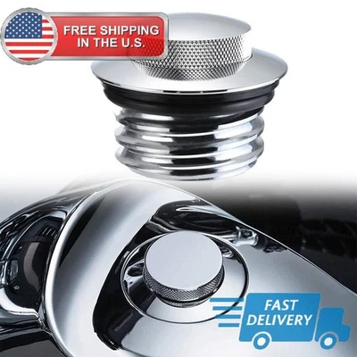 Tapa de gasolina de tanque emergente cromada tapa de montaje empotrado ventilada cromada para Harley Davidson Foto 1 de 4