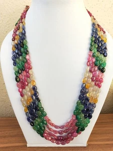 Multi zafiros óvalos piedras preciosas hecho a mano maharani pila collar joyería regalo - Imagen 1 de 9