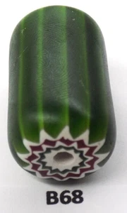 Große Wassermelone grün süß Herzstück Chevron afrikanische Handelsperle B68 BG 80 - Bild 1 von 2