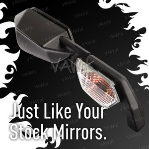 VAWiK -OE replace mirror black w/ signal fits Ninja ZX-10R ZX1000FAF '10 x1 RH - Bild 1 von 6