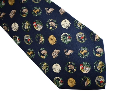 Corbata para hombre Salvatore Ferragamo estampado animal 100 % seda Italia Foto 1 de 4