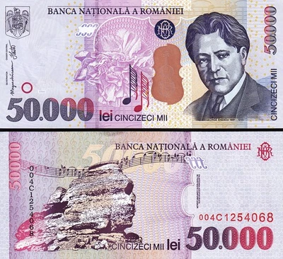 Rumania 50000 Lei 2000, UNC, P-109Ah Foto 1 de 3