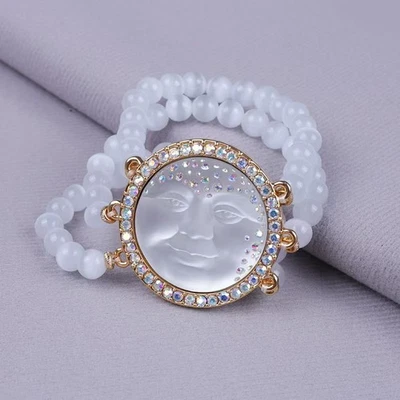 Pulsera de cuentas de tres capas estilo artístico de dibujos animados cara Moen de lujo vintage Foto 1 de 4