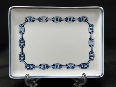 Plato Bandeja Porcelana Azul HERMES CHAINE D'ANCRE 4.7" X 6.3" (12X16CM) Foto 1 de 4