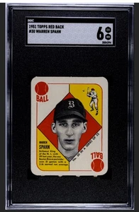 WARREN SPAHN 1951 TOPPS RED BACK SGC 6 ! *FRESHLY GRADED ! *WELL CENTERED BEAUTY - Picture 1 of 2