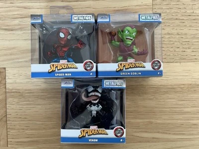 Lot of 3 Jada Toys Marvel 2.5 Inch Metalfigs  - Green Goblin, Venom, Spider-Man - Image 1 of 2