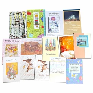 Lotto di 14 cartoline + buste religiose assortite BUON COMPLEANNO - Foto 1 di 4